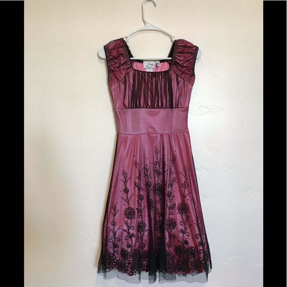 Pink and black dress